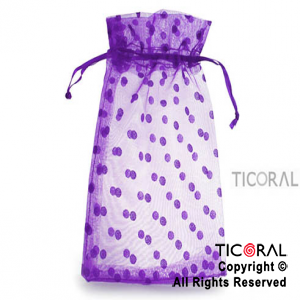 BOLSA ORGANZA VIOLETA 13X20 LUNARES HS3975-5 x 1